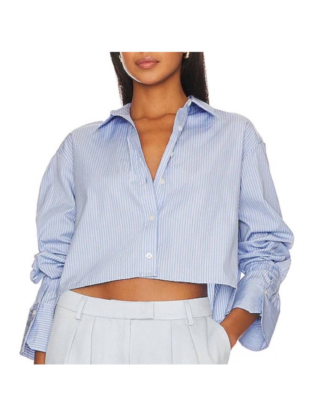 A.L.C. MONICA ll STRIPED CROPPED SHIRT, SZ 4